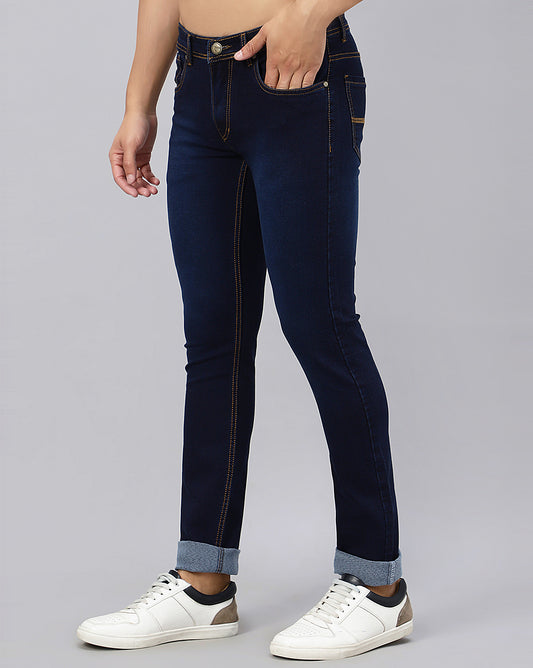 Side view of True Colors of India (TCI) Regular Men Dark Blue Jeans