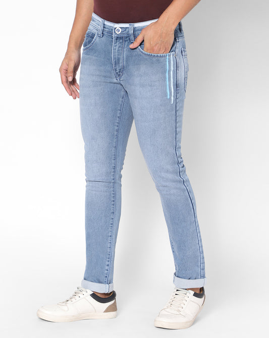 True Colors of India®️ (TCI) Men Cotton Knitted Light Blue Jeans