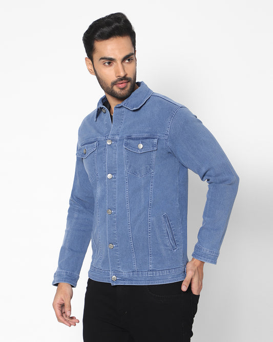 True Colors of India®️ (TCI) Men Light blue cotton Denim Jacket