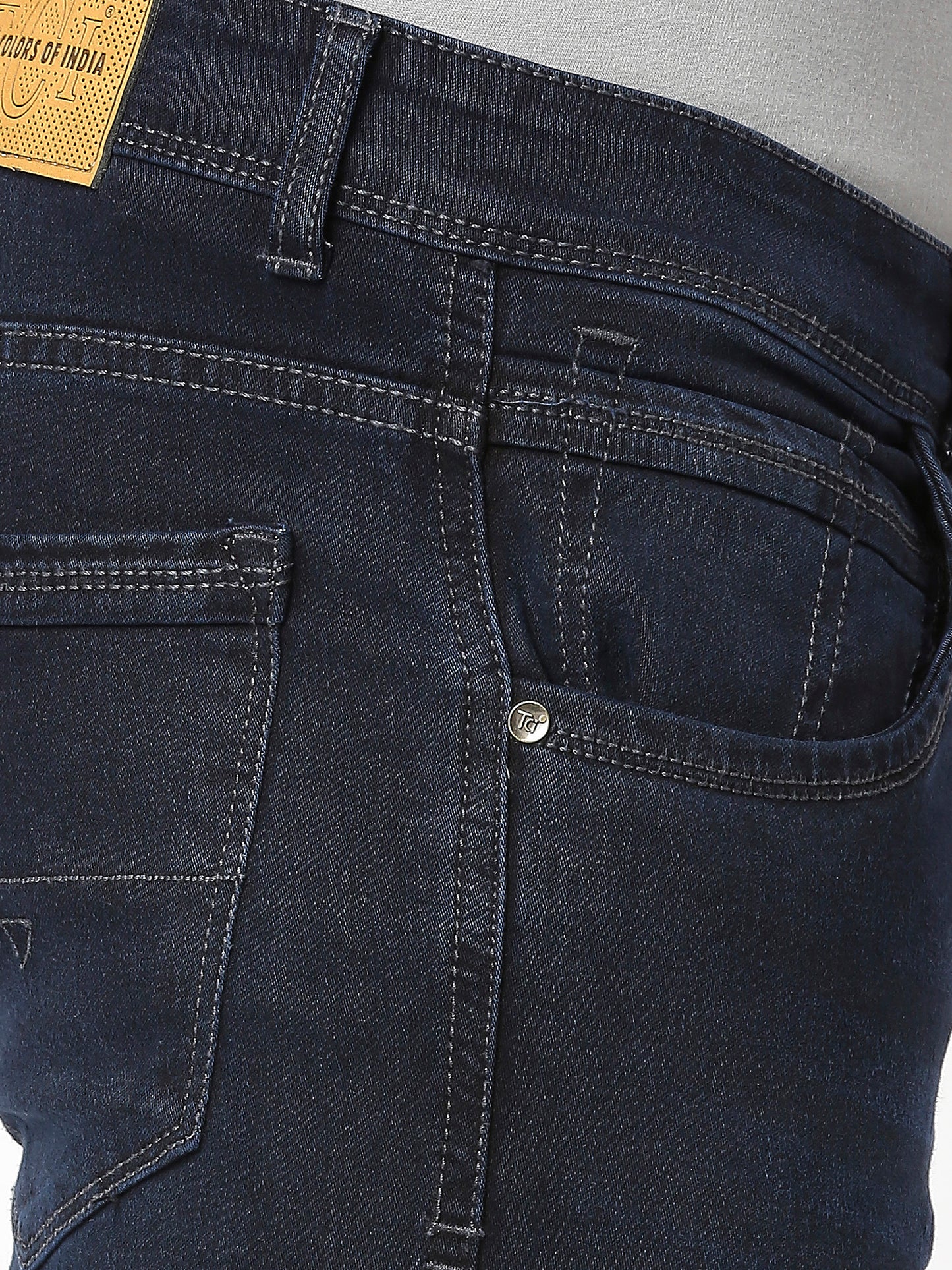 True Colors of India®️ (TCI) Men's slim fit carbon blue stretchable jeans pant