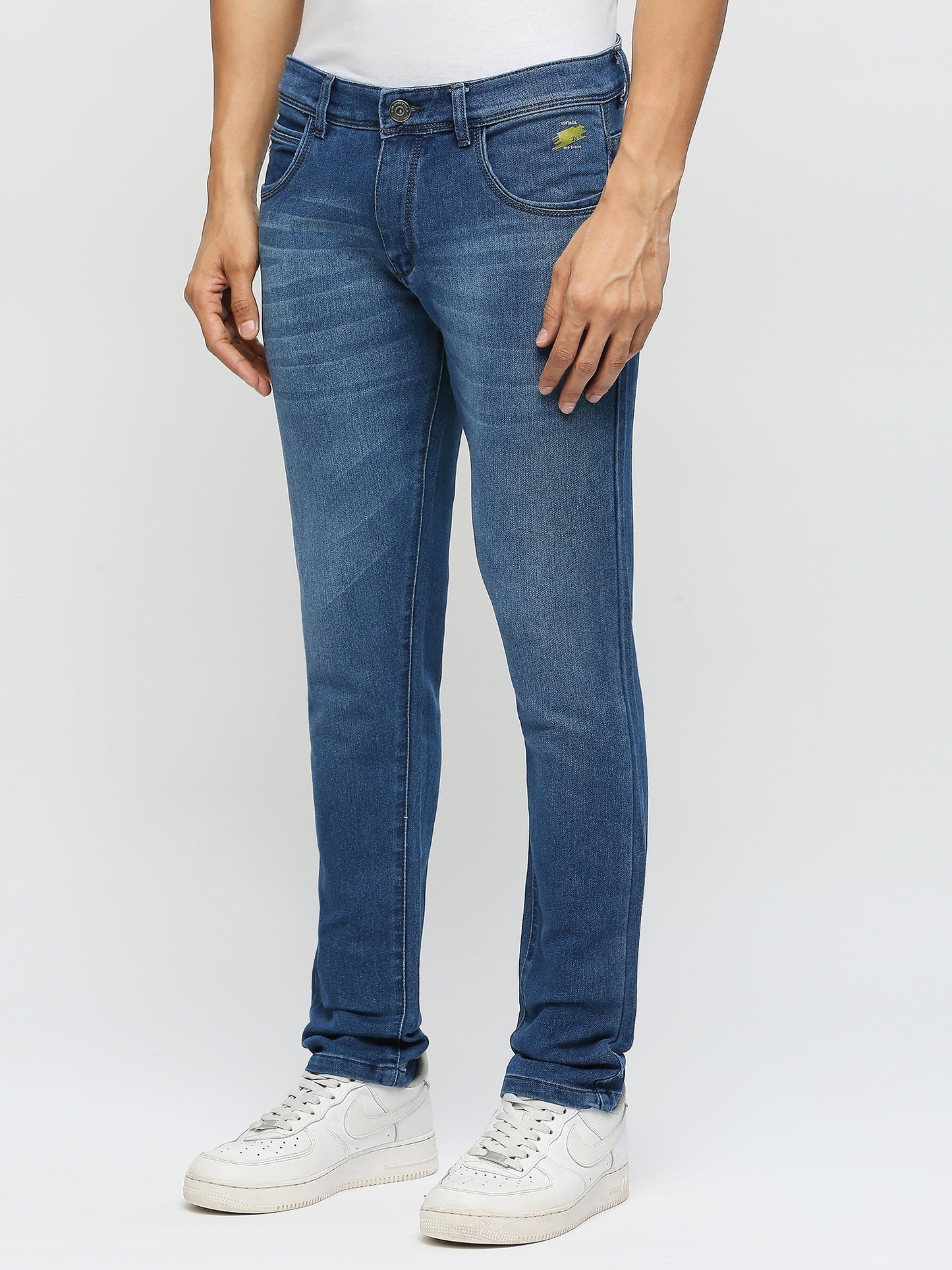 True Colors of India®️ (TCI) Men's Slim Fit Stretchable Fabric Casual Wear Denim Jeans with whisker and spray and grey stiching details