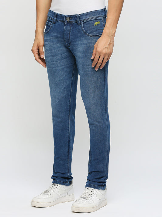 True Colors of India®️ (TCI) Men's Slim Fit Stretchable Fabric Casual Wear Denim Jeans with whisker and spray and grey stiching details