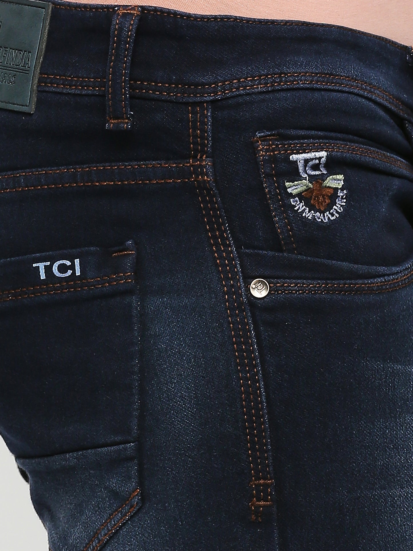 True Colors of India®️ (TCI) Ink Blue Men's Slim Fit Stretchable Fabric Casual Wear Denim Jeans