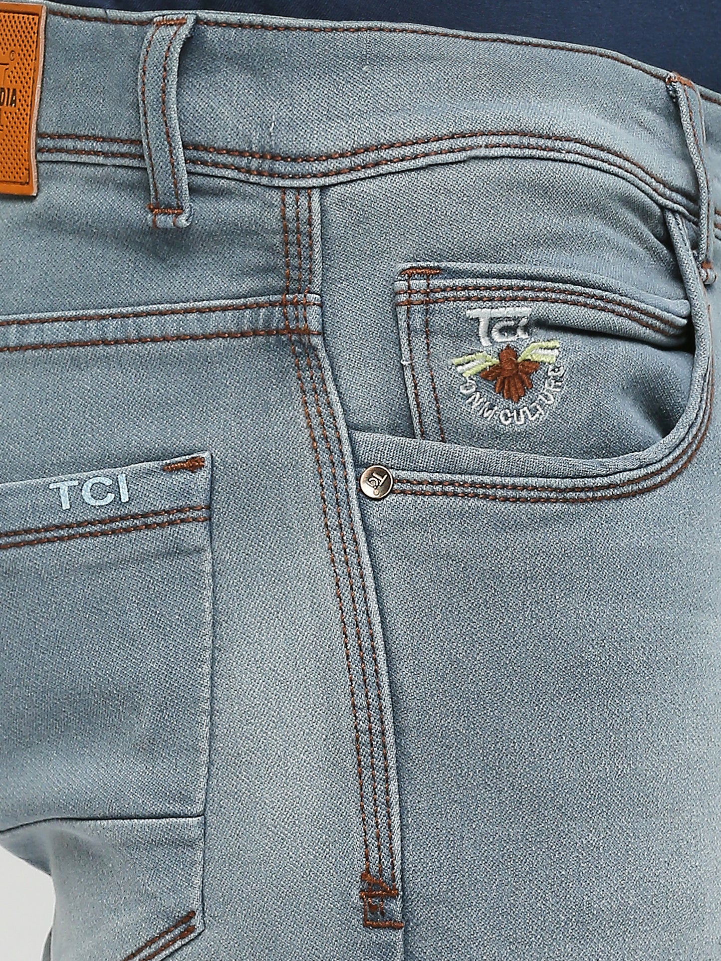 True Colors of India®️ (TCI) Light Grey Men's Slim Fit Stretchable Fabric Casual Wear Denim Jeans