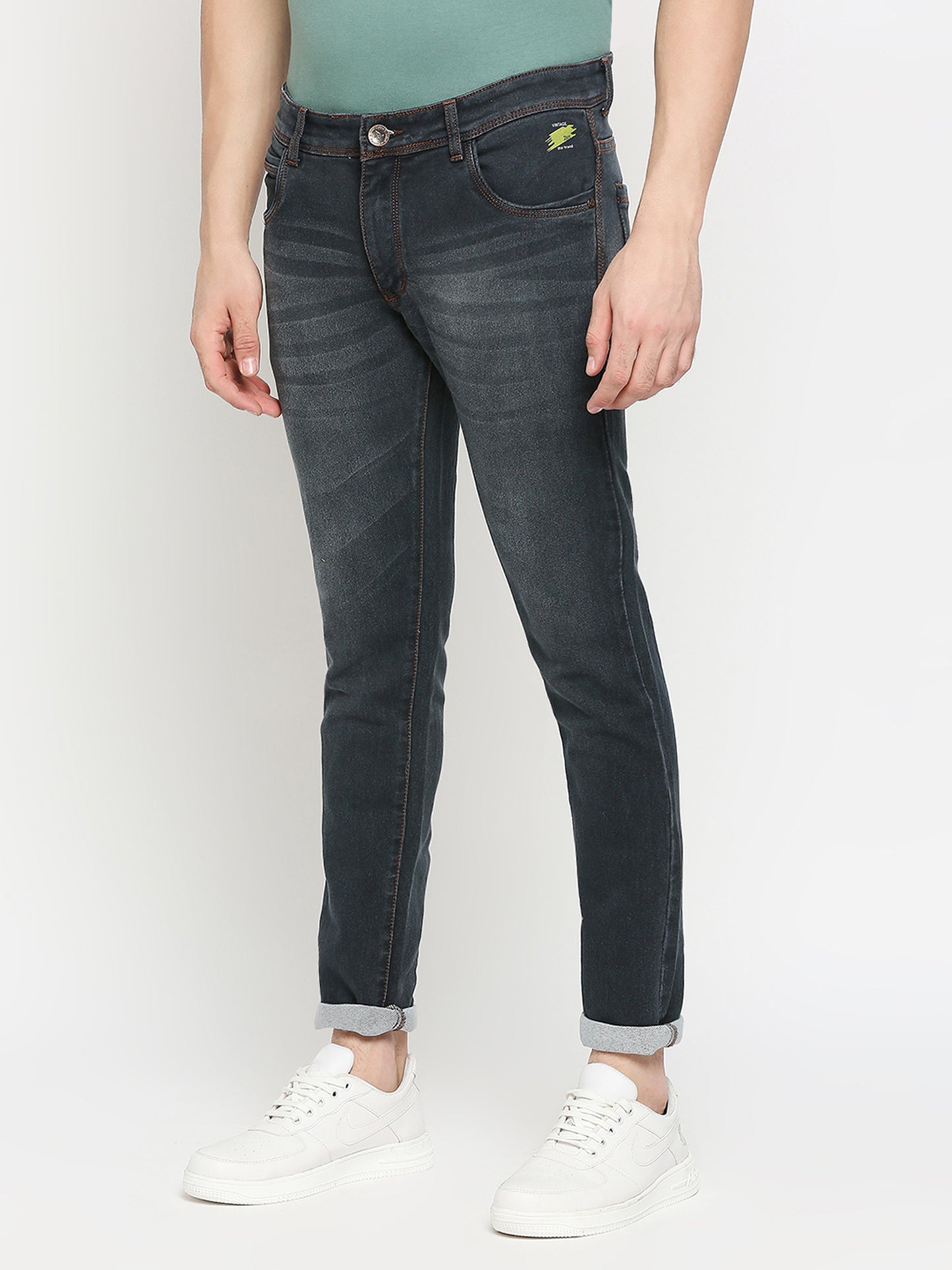 True Colors of India®️ (TCI) Dark Grey Men's Slim Fit Stretchable Fabric Casual Wear Denim Jeans