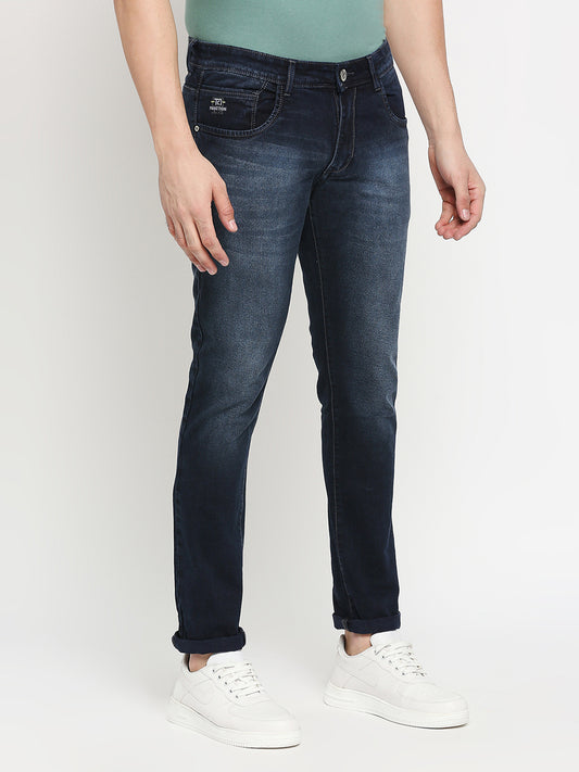 True Colors of India®️ (TCI) Corbon blue whisker Stretchable Casual Denim Cotton Satin Jeans Slim Fit Mid Rise full Length(42 inch)