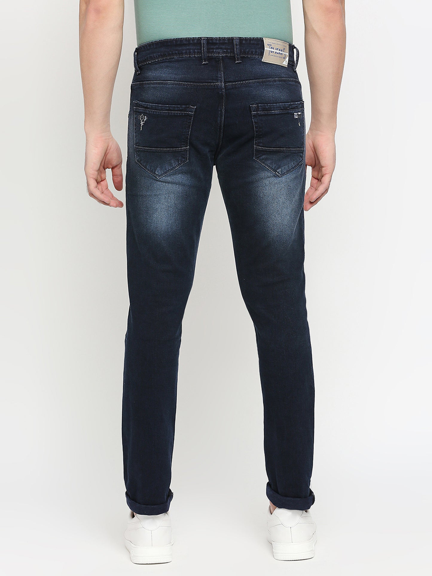 True Colors of India®️ (TCI) Corbon blue whisker Stretchable Casual Denim Cotton Satin Jeans Slim Fit Mid Rise full Length(42 inch)