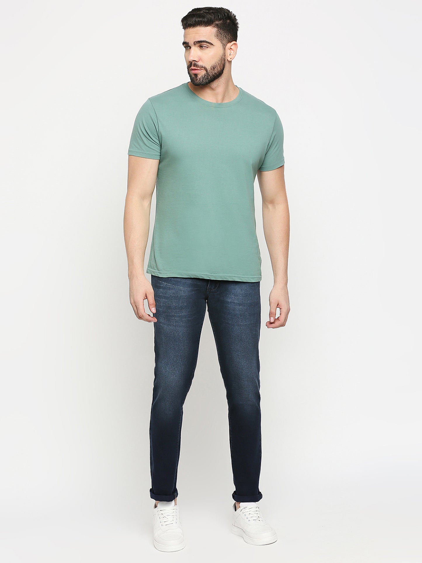 True Colors of India®️ (TCI) Corbon blue whisker Stretchable Casual Denim Cotton Satin Jeans Slim Fit Mid Rise full Length(42 inch)