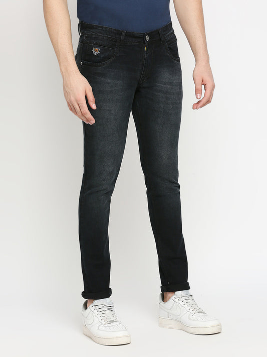 True Colors of India®️ (TCI) Black whisker Stretchable Casual Denim Cotton Satin Jeans Slim Fit Mid Rise full Length(42 inch)