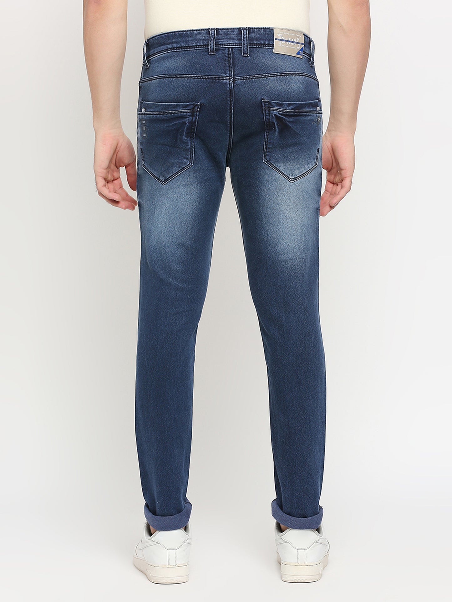 True Colors of India®️ (TCI) Blue whisker Stretchable Casual Denim Knitts Cotton Jeans Slim Fit Mid Rise full Length(42 inch)