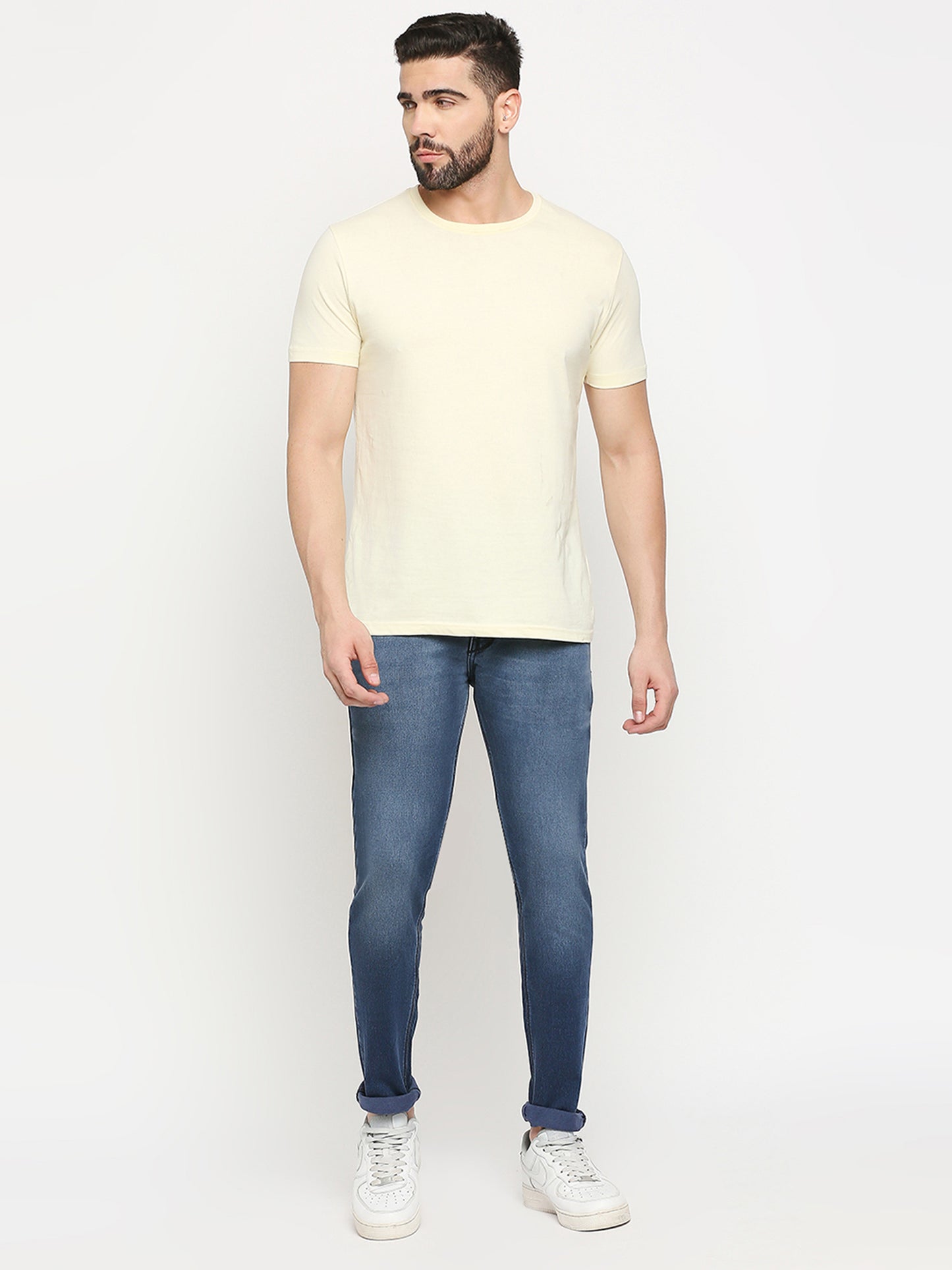True Colors of India®️ (TCI) Blue whisker Stretchable Casual Denim Knitts Cotton Jeans Slim Fit Mid Rise full Length(42 inch)