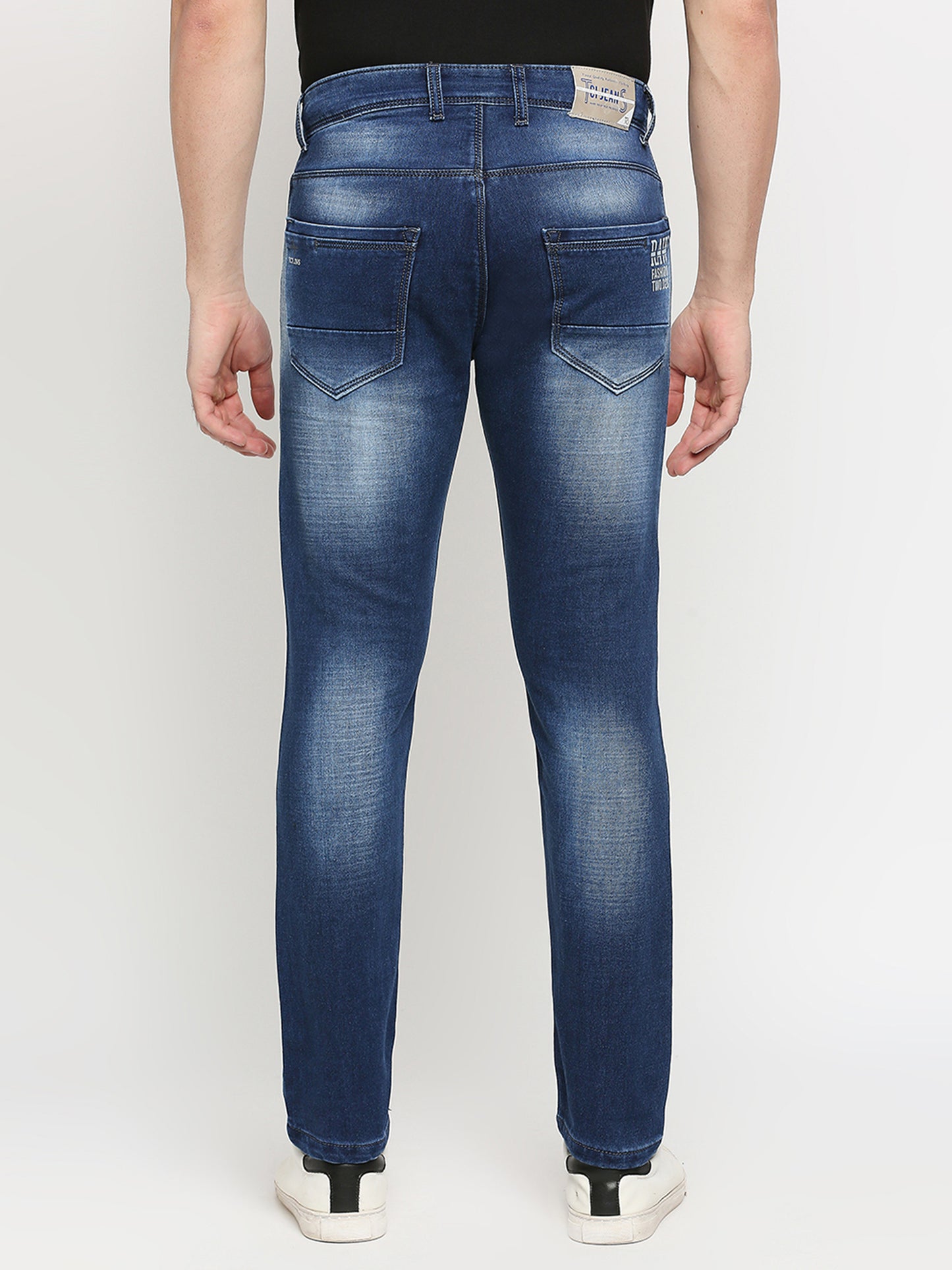 True Colors of India®️ (TCI) Blue whisker Stretchable Casual Denim Knitts slub Jeans Slim Fit Mid Rise full Length(42 inch)