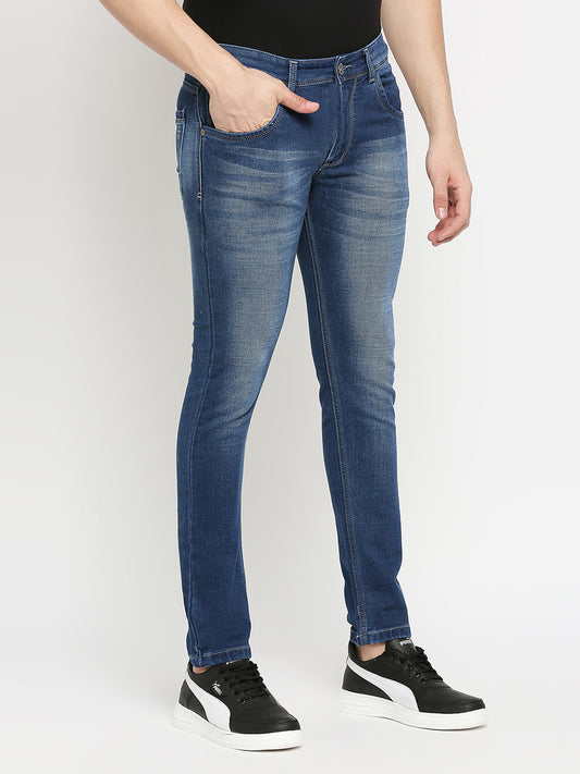 True Colors of India®️ (TCI) Mid blue whisker Stretchable Casual Denim Jeans Slim Fit Mid Rise full Length
