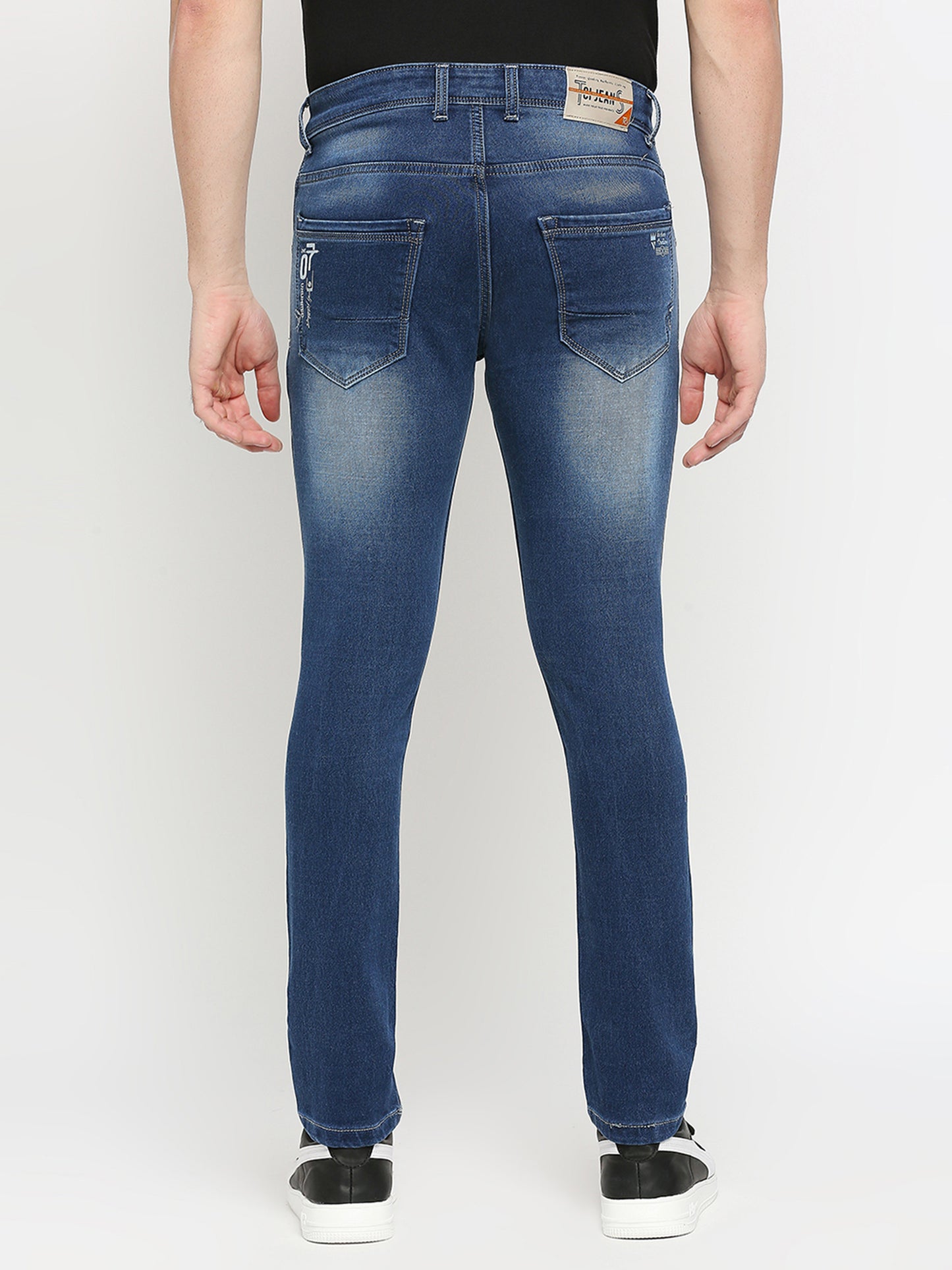 True Colors of India®️ (TCI) Mid blue whisker Stretchable Casual Denim Jeans Slim Fit Mid Rise full Length
