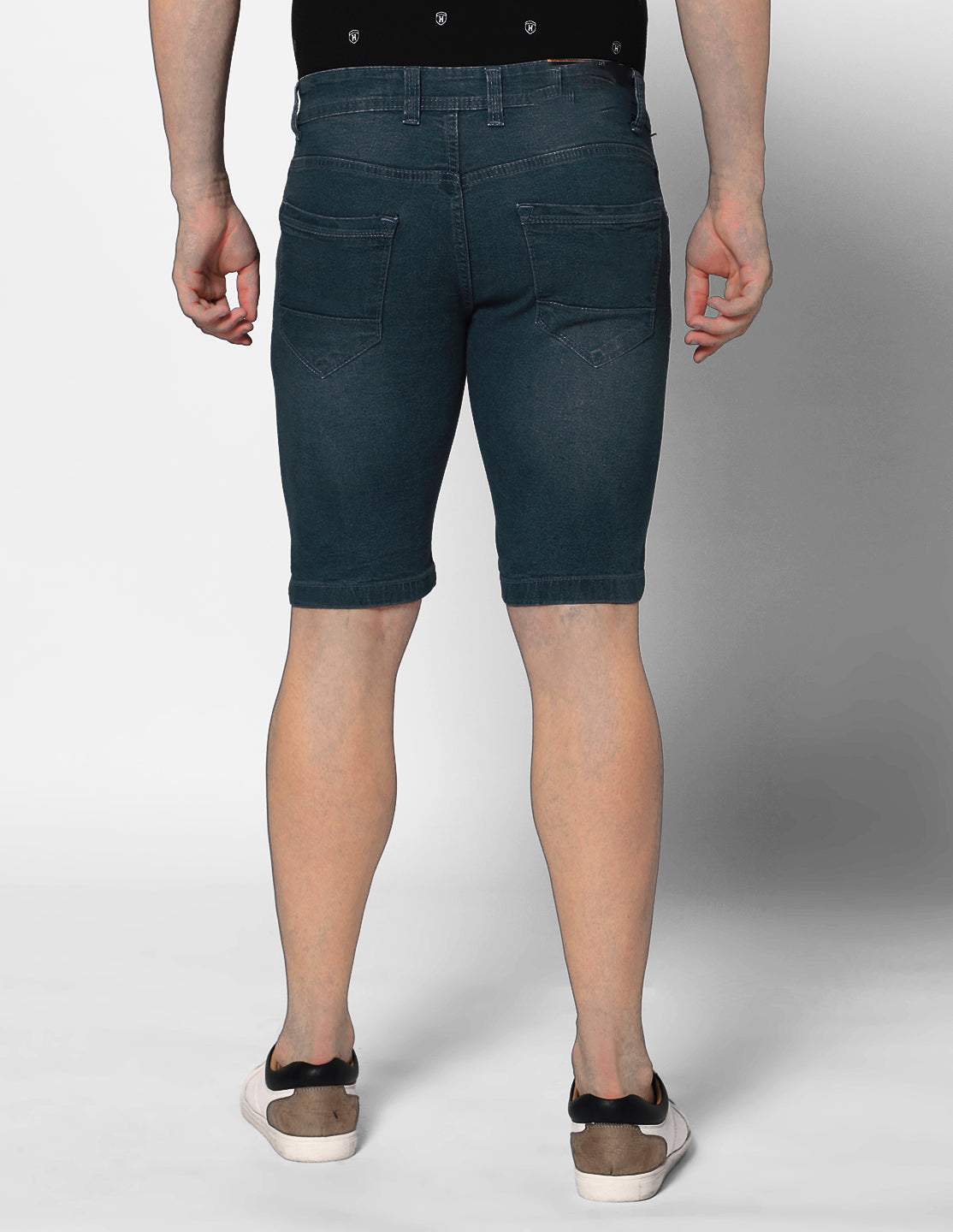 True Colors of India®️ (TCI) Solid Men Relax Fit Carbon Blue Denim Shorts