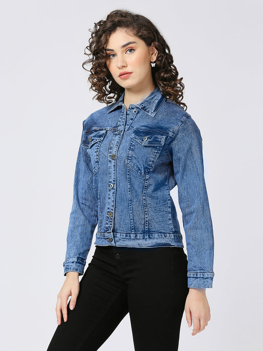 Cefalu Light Blue Denim Jacket for women