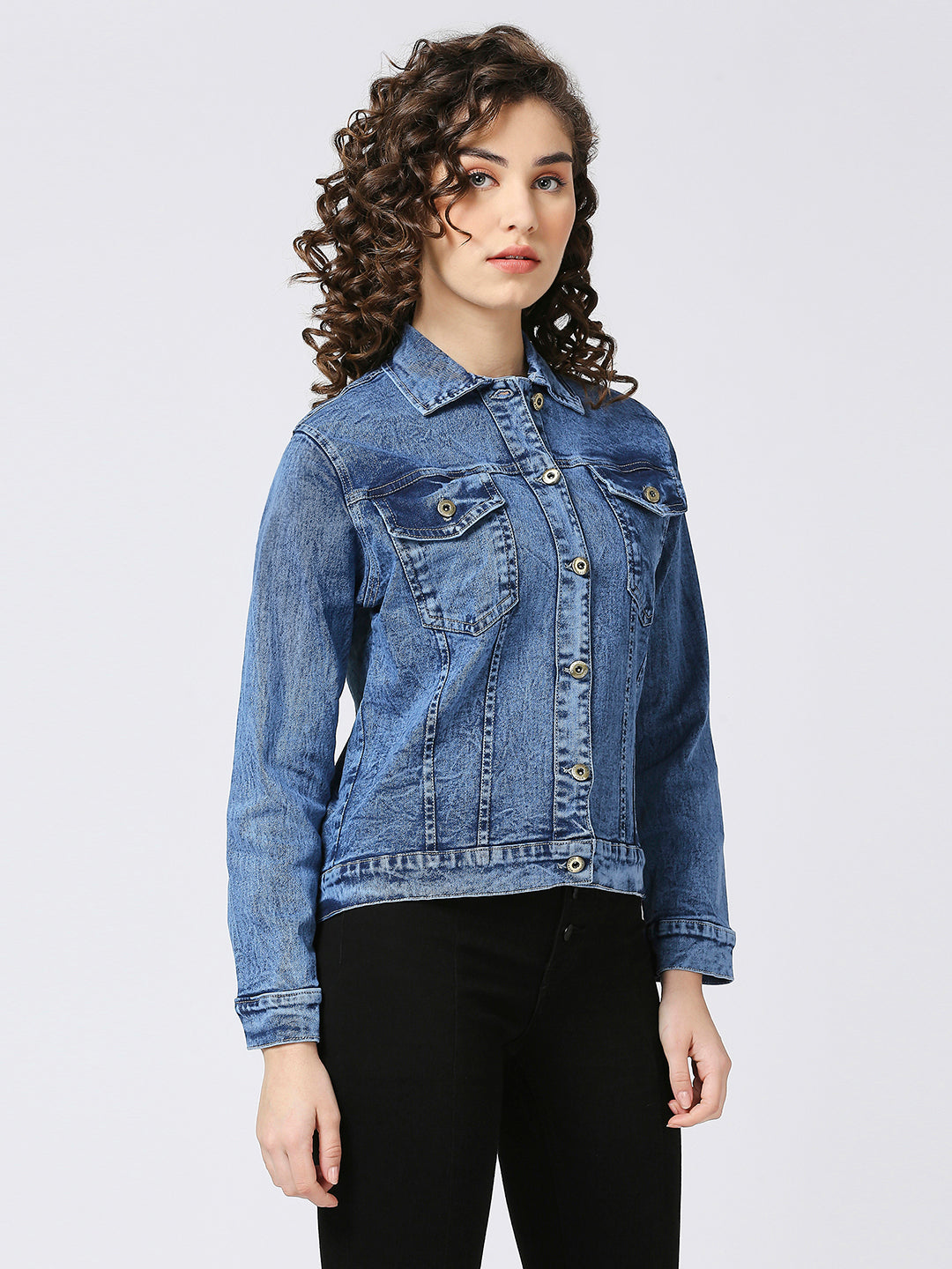 Cefalu Light Blue Denim Jacket for women