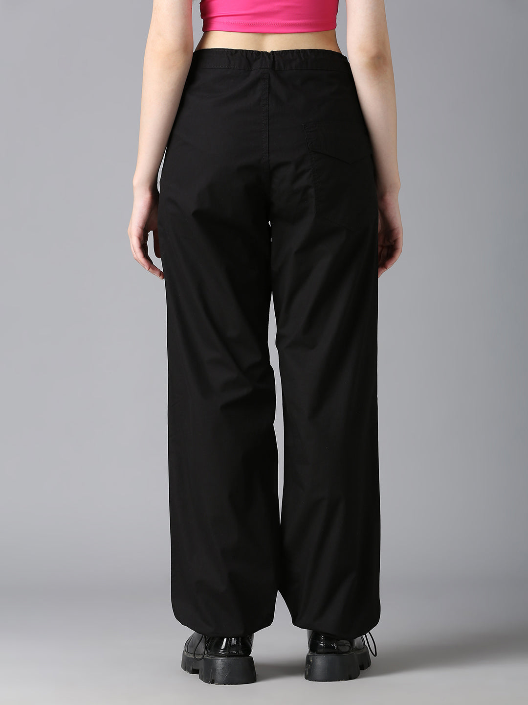 Cefalu Women Black Parachute Pants