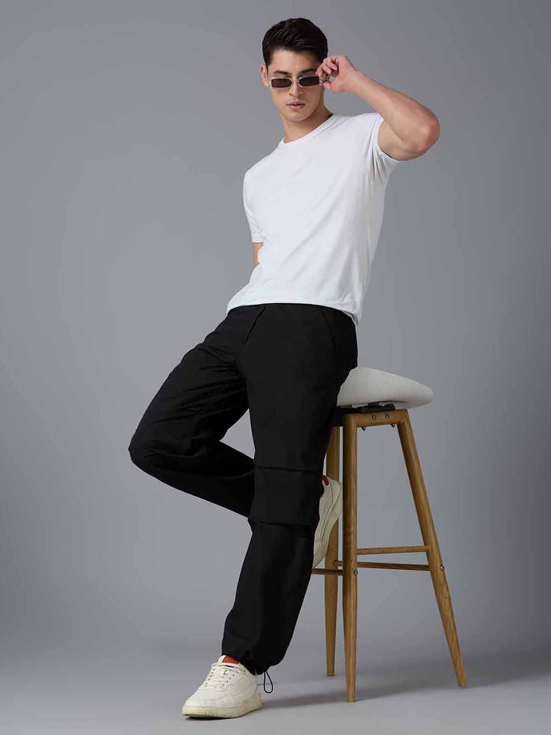 TCI Men Black Parachute Pants