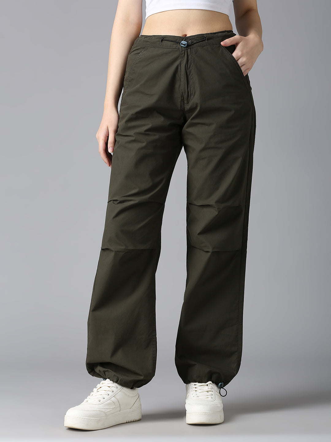 Cefalu Women Militiary Green Parachute Pants