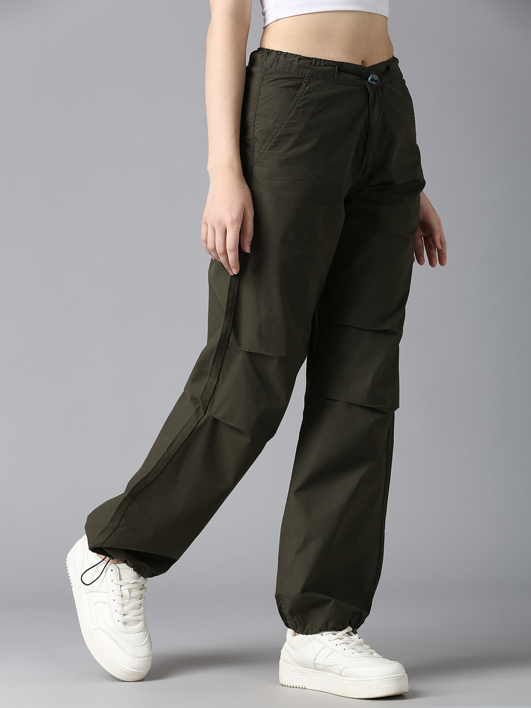 Cefalu Women Militiary Green Parachute Pants