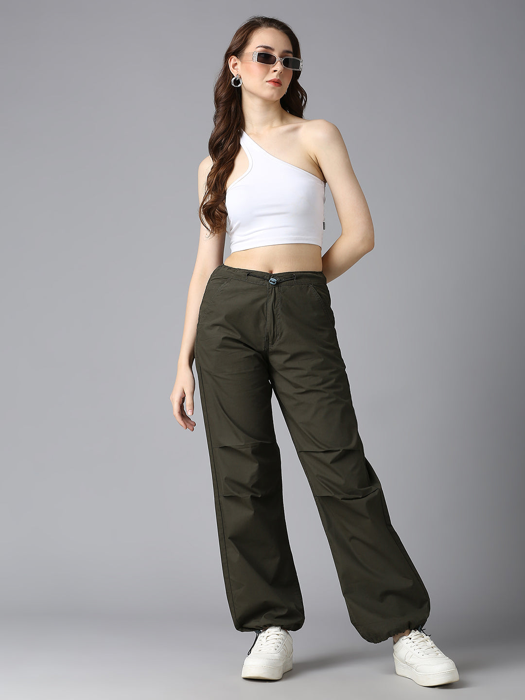 Cefalu Women Militiary Green Parachute Pants