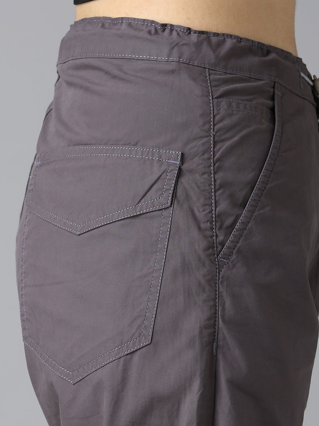 Cefalu Women Dark Grey Parachute Pants