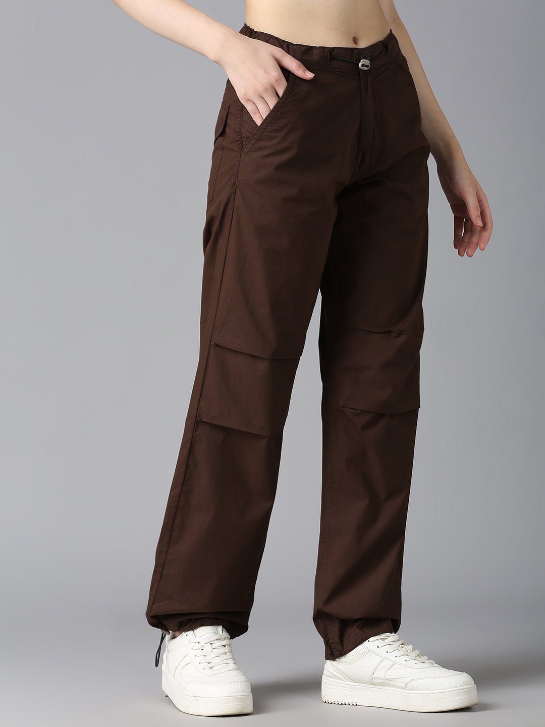 Cefalu Women Brown Parachute Pants