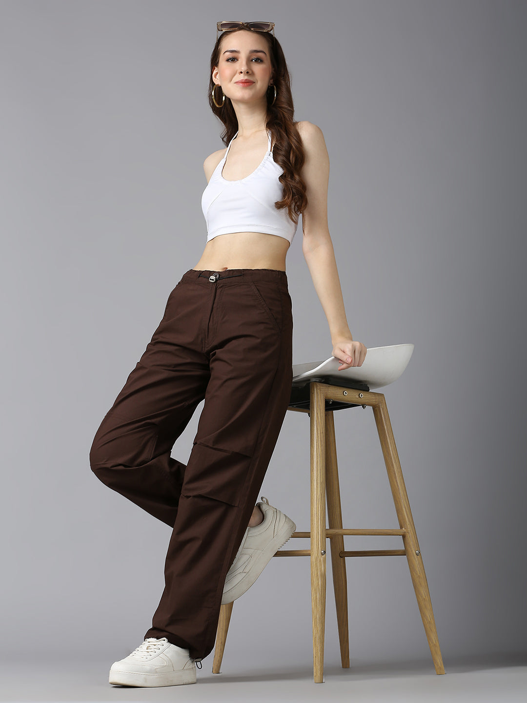 Cefalu Women Brown Parachute Pants