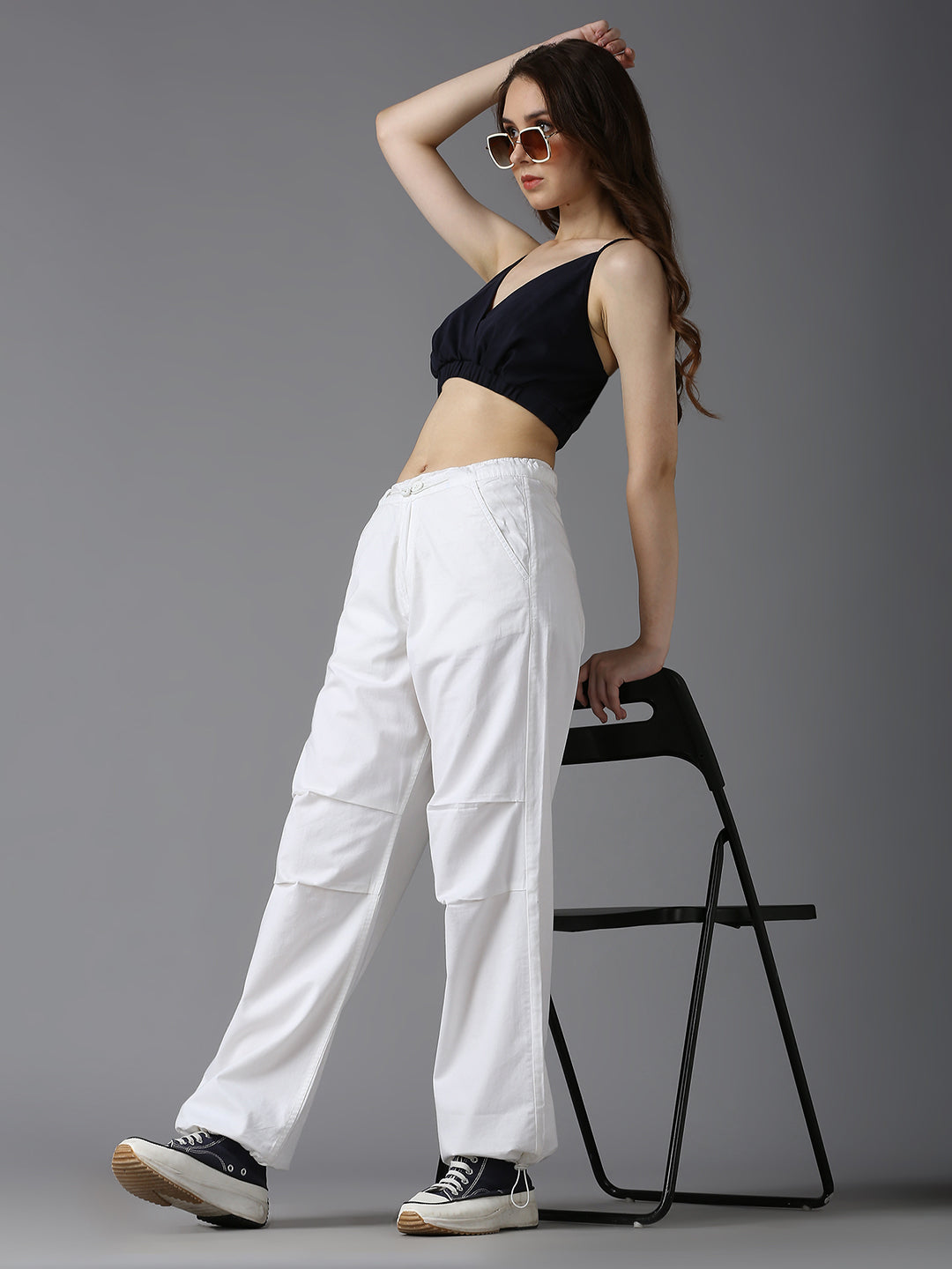 Cefalu Women White Parachute Pants