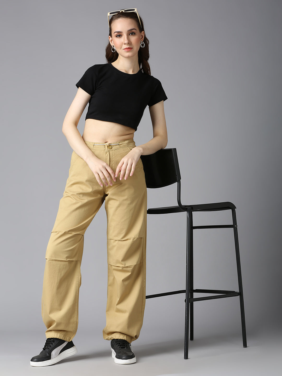 Cefalu Women Khaki Parachute Pants