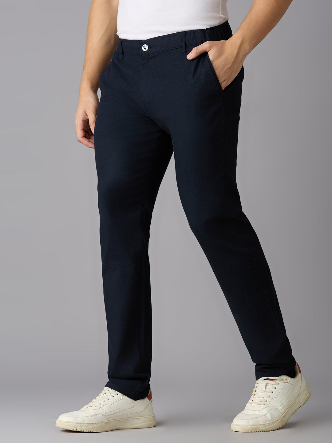 TCI Men Navy Blue Traveller Pants