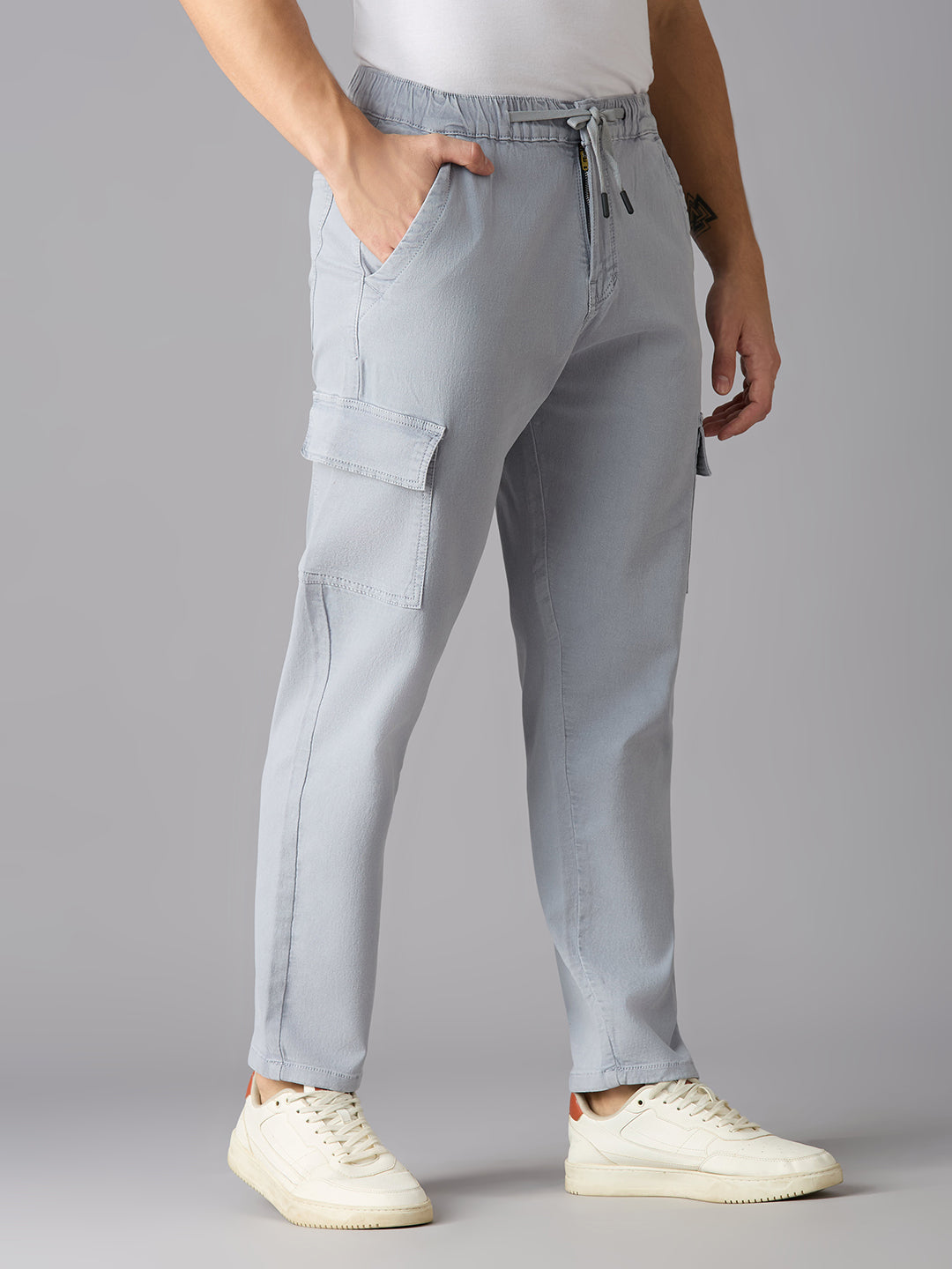 TCI Men Grey Cargo Pants