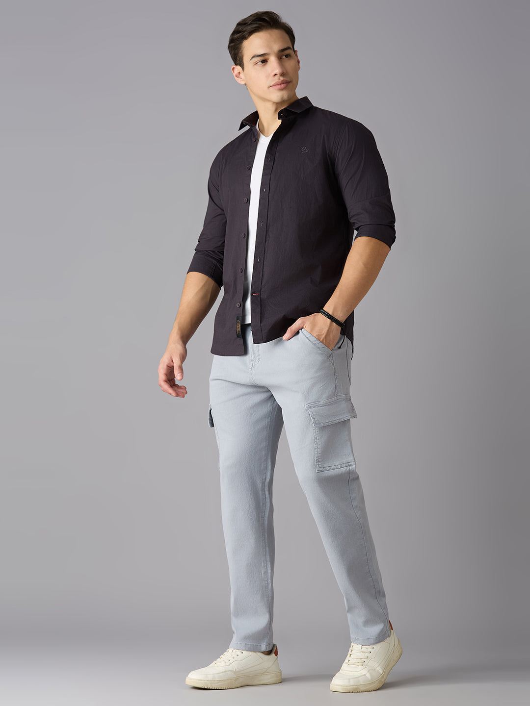 TCI Men Grey Cargo Pants