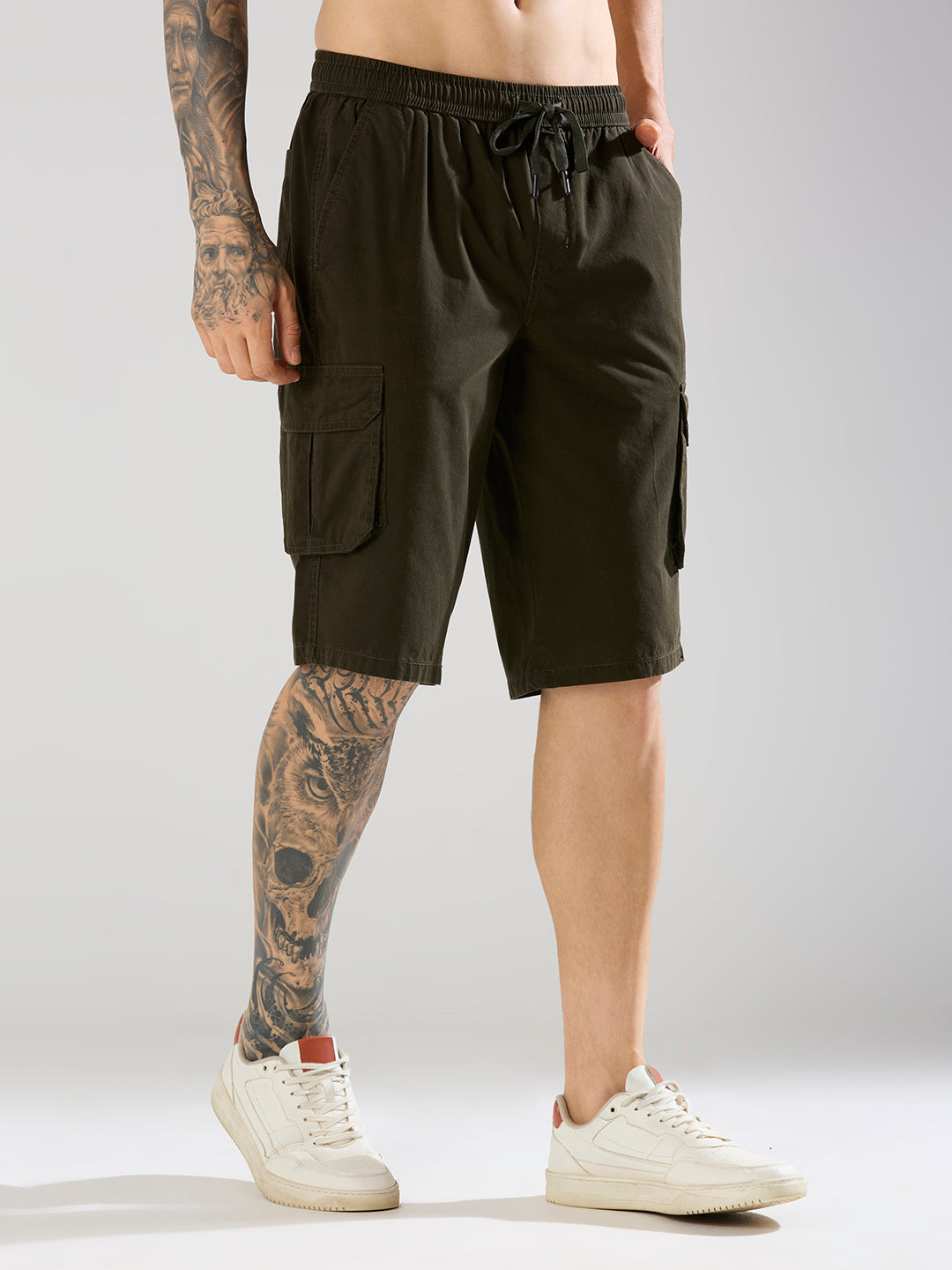 TCI Men Military Green Capri Pants