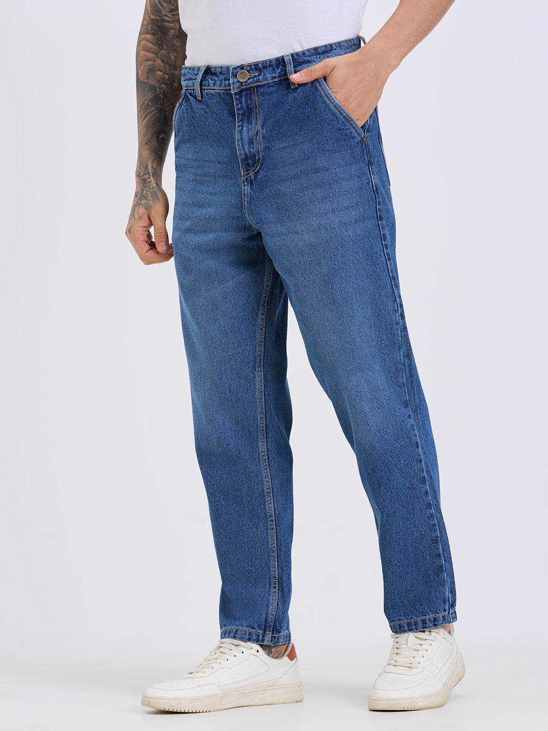 TCI Mens Classic Blue Relax Fit Denim Jeans for Men