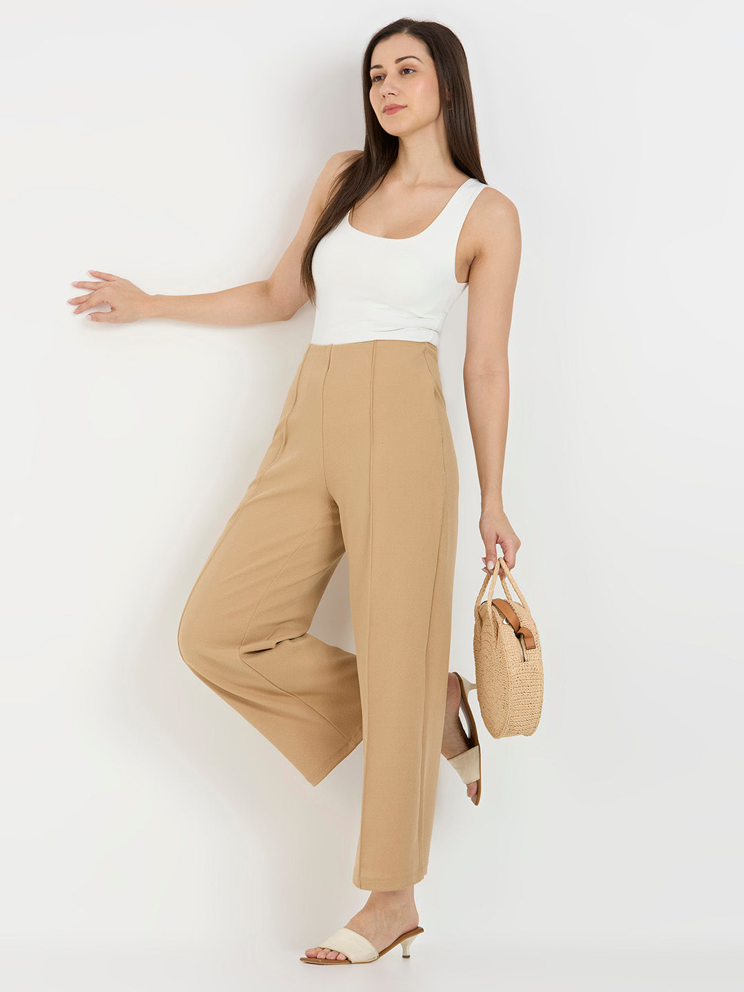 CEFALU Women’s Camel Valentino Trousers