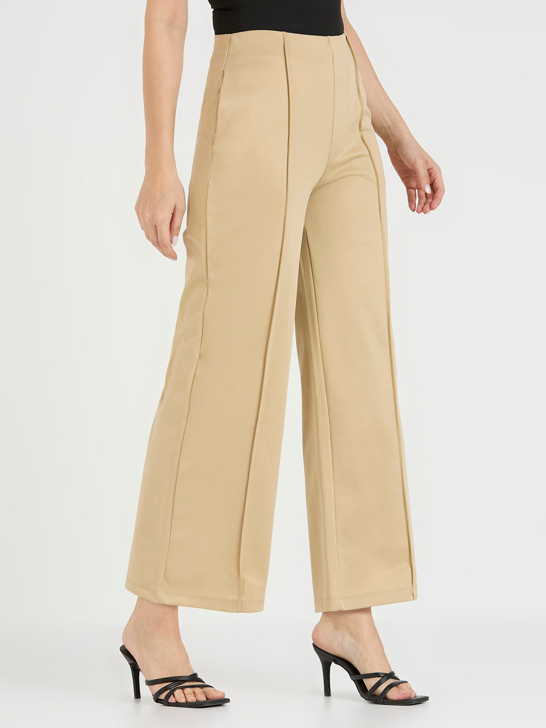 Cefalu Women Khaki Wide Leg Trousers