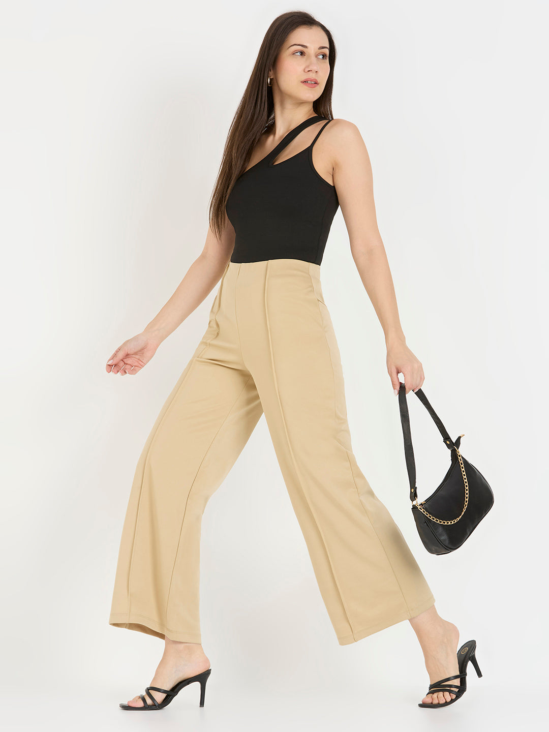 Cefalu Women Khaki Wide Leg Trousers