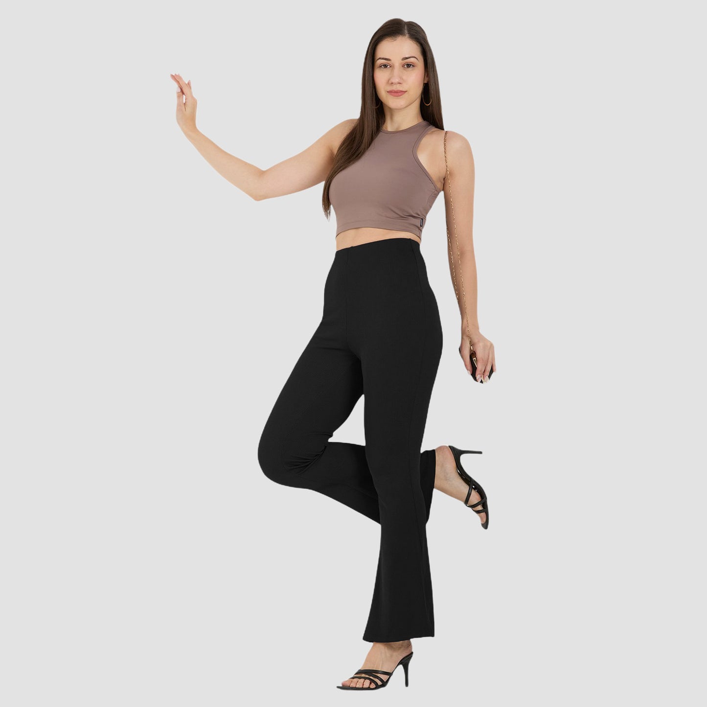 Cefalu Women Black Flared Pants