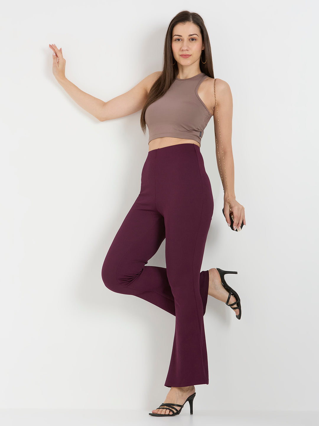 Cefalu Women Wine Flared Pants