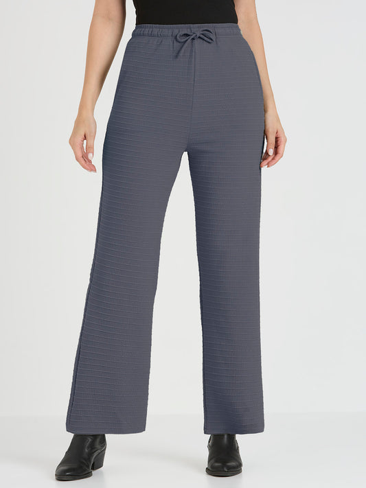 Cefalu Women Dark Grey Straight Fit Trouser