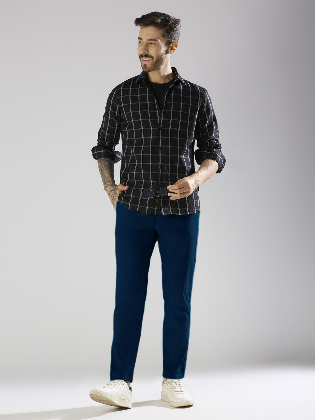TCI Men Navy Blue Trousers