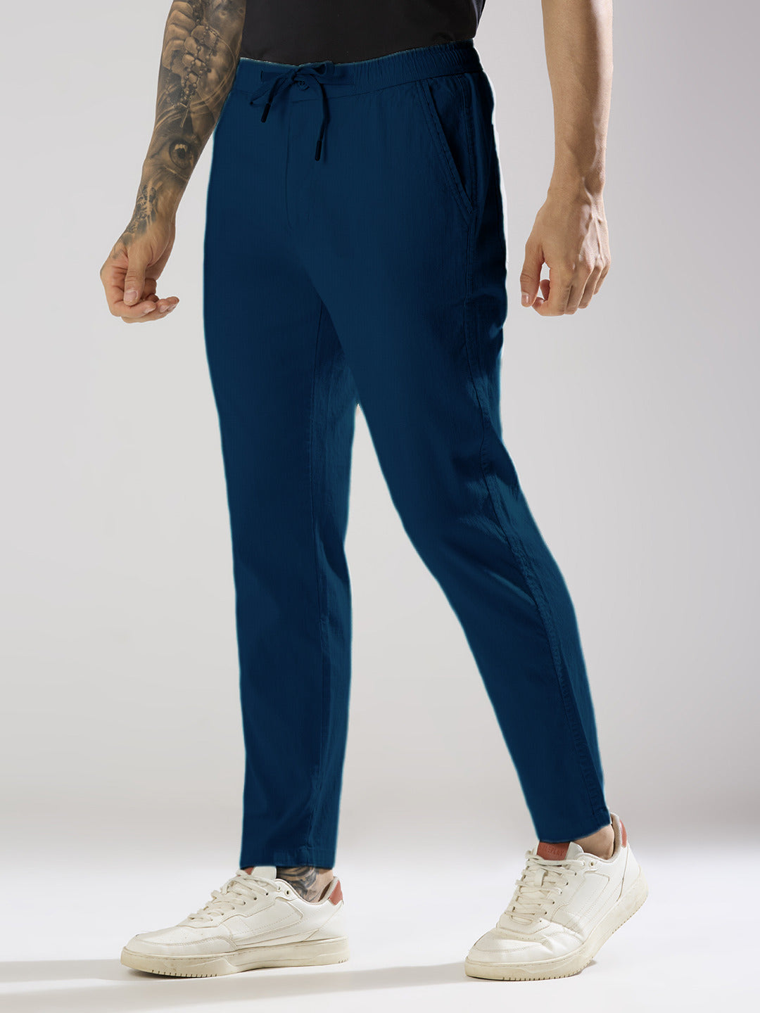TCI Men Navy Blue Trousers
