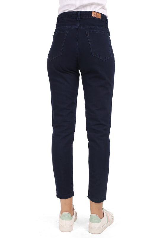 Cefalu®️ Women’s Dark Blue Mom Jeans | High Waist with Trendy Distressed Detailing