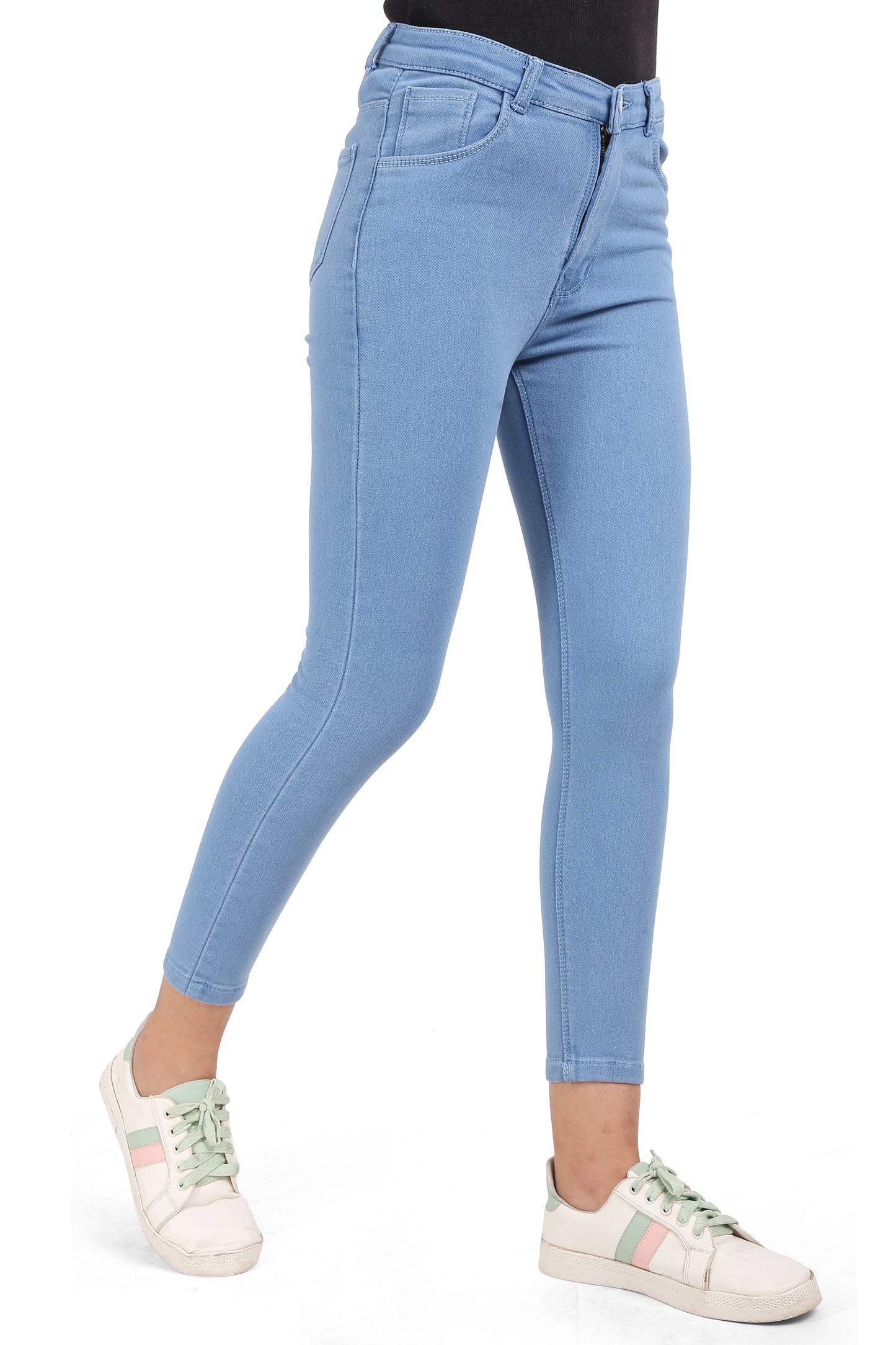 Cefalu®️ Women’s Light Blue Skinny Jeans – Cotton Denim, Mid Rise, Available in Sizes 28-36