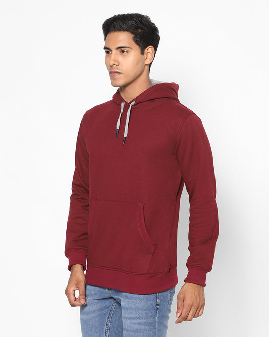 Maroon Stretchable Cotton Hoodies