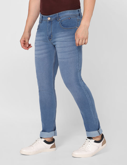 TCI Slim Fit Light Blue Denim Jeans for Men – Side View Showing Fit and Details