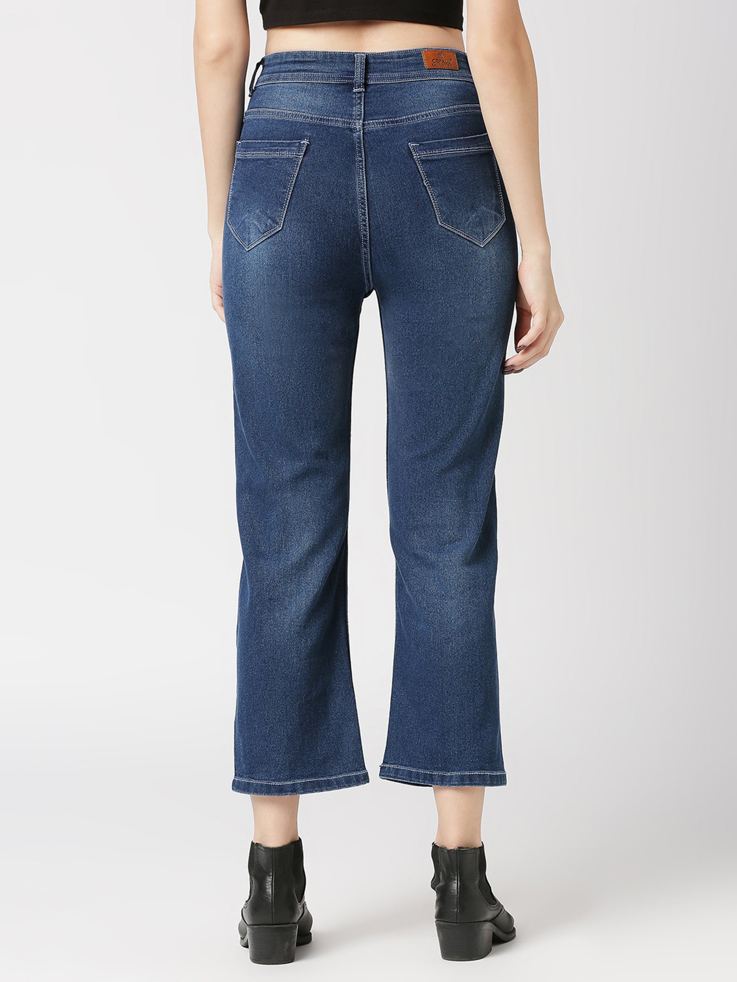 Cefalu®️ Blue Straight Fit Moms Jeans for Women High Waist Ankle Length Boyfriend Stretchable Denim Pants