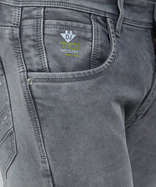 Close-up of the high-quality stretchable denim fabric of TCI Men’s Jeans.